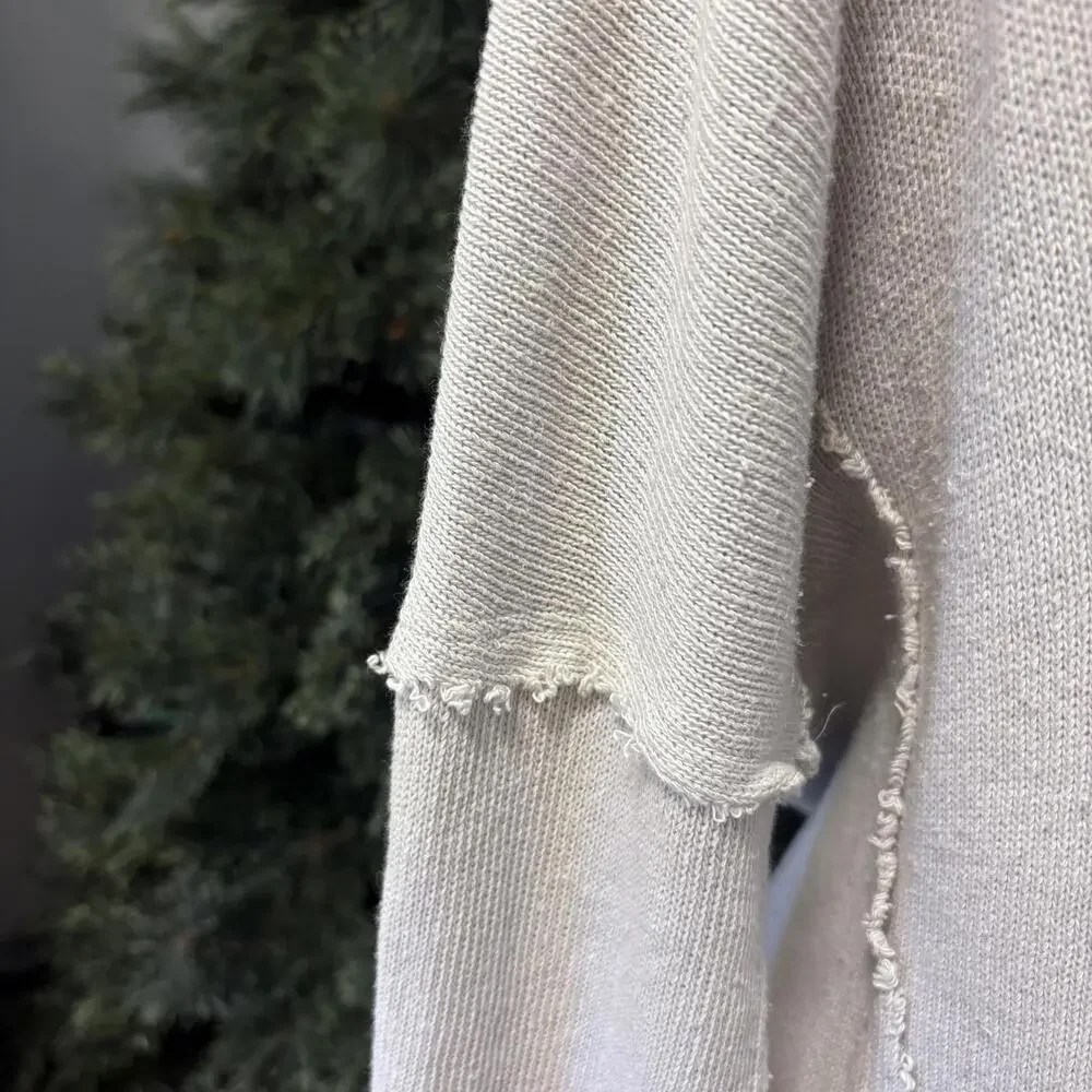 Free People We The Free Distressed Raw Edge Cotton Sweater M - Picture 6 of 9